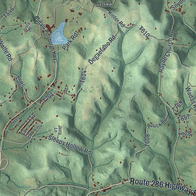 Close-up of the map of Rayne, Pennsylvania print showing street and building detail