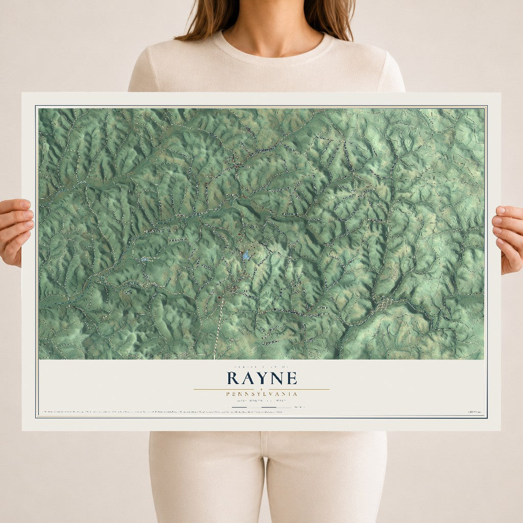 Map of Rayne, Pennsylvania, 18 x 24 inch unframed archival matte print