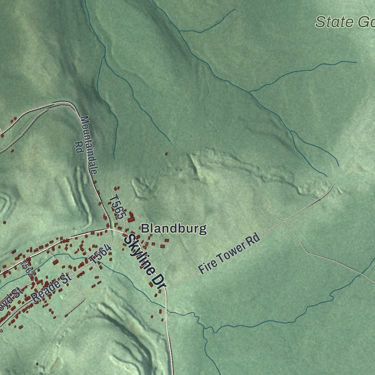 Close-up of the map of Reade, Pennsylvania print showing street and building detail