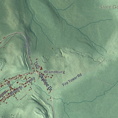 Close-up of the map of Reade, Pennsylvania print showing street and building detail
