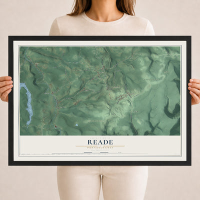 Map of Reade, Pennsylvania, 18 x 24 inch print in a black wood frame