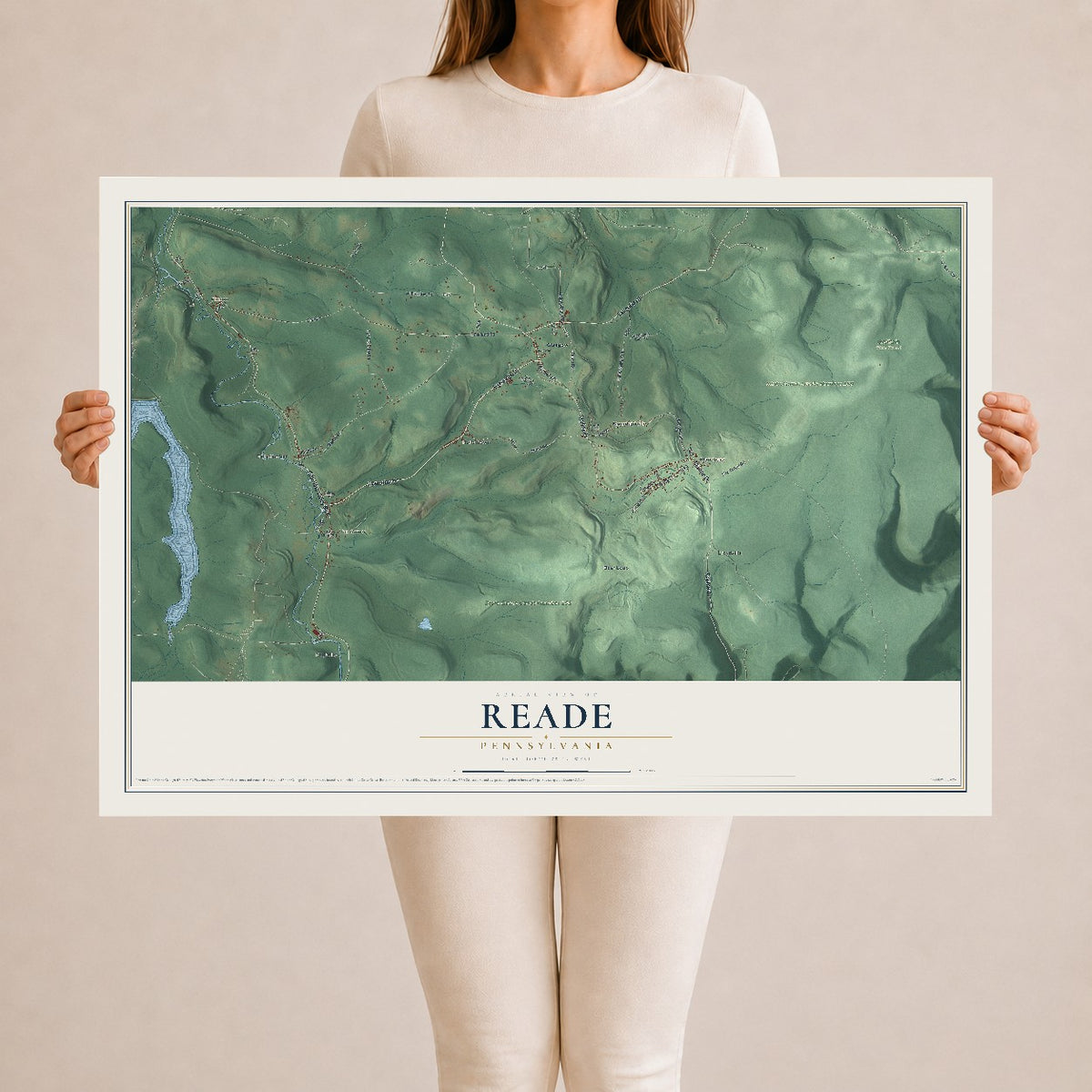 Map of Reade, Pennsylvania, 24 x 36 inch unframed archival matte print