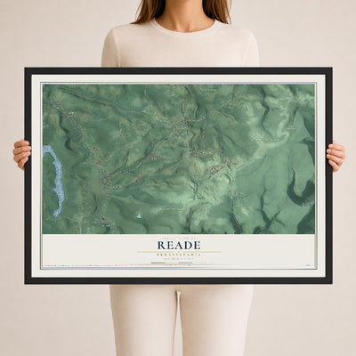 Map of Reade, Pennsylvania, 24 x 36 inch print in a black wood frame