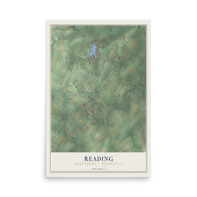 Map of Reading, Adams County, Pennsylvania, 12 x 18 inch unframed archival matte print