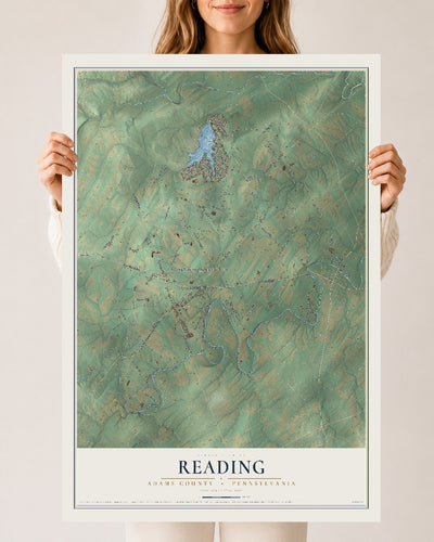 Map of Reading, Adams County, Pennsylvania, 24 x 36 inch unframed archival matte print