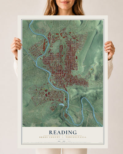 Map of Reading, Berks County, Pennsylvania, 24 x 36 inch unframed archival matte print