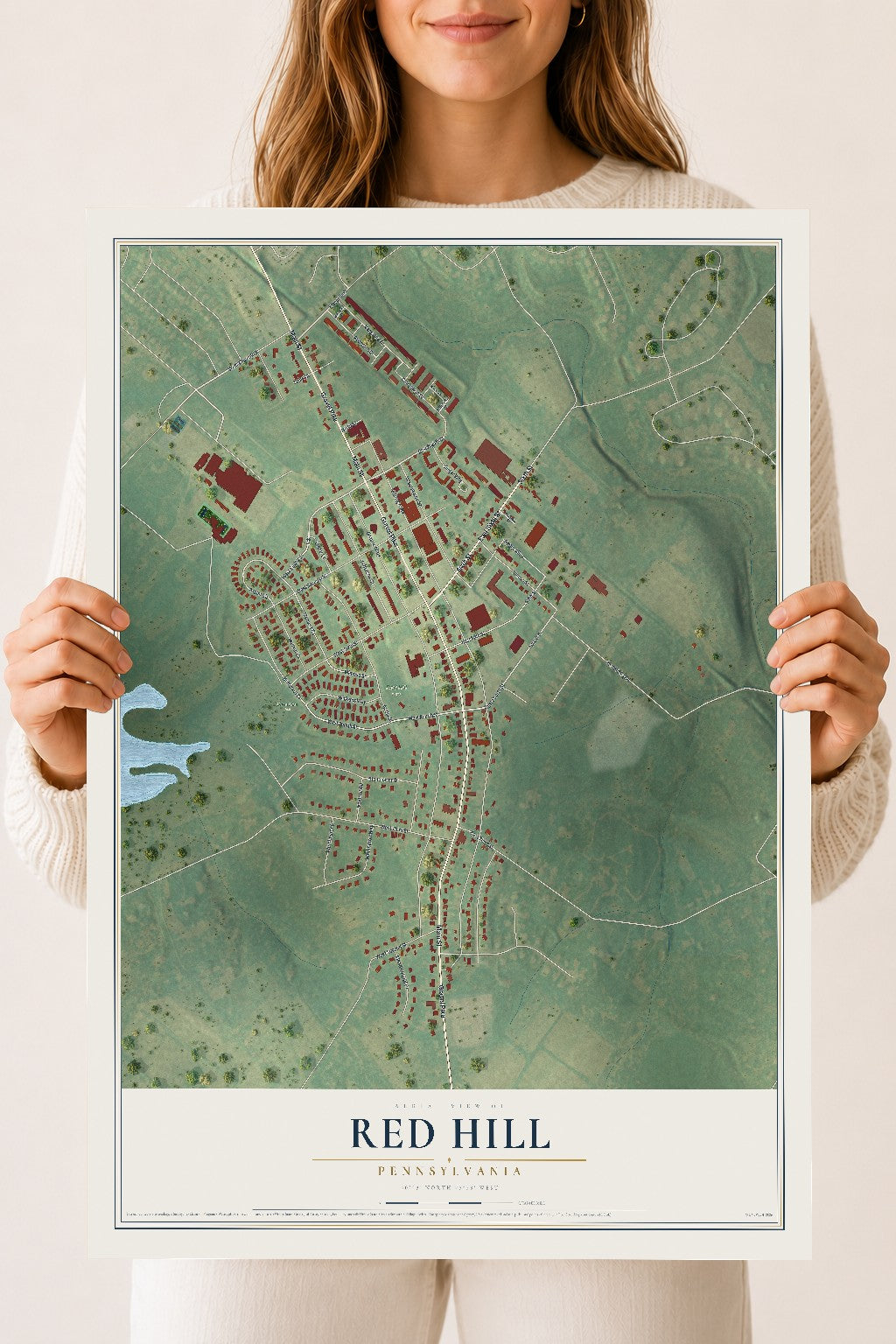 Map of Red Hill, Pennsylvania, 18 x 24 inch unframed archival matte print