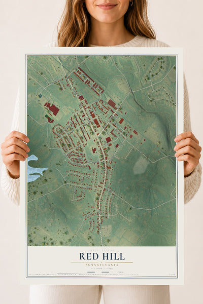Map of Red Hill, Pennsylvania, 18 x 24 inch unframed archival matte print