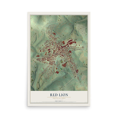 Map of Red Lion, Pennsylvania, 12 x 18 inch unframed archival matte print
