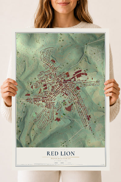 Map of Red Lion, Pennsylvania, 18 x 24 inch unframed archival matte print