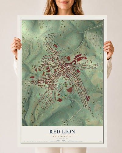 Map of Red Lion, Pennsylvania, 24 x 36 inch unframed archival matte print