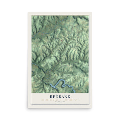 Map of Redbank, Armstrong County, Pennsylvania, 12 x 18 inch unframed archival matte print