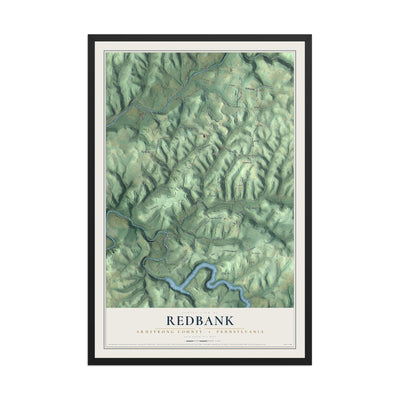 Map of Redbank, Armstrong County, Pennsylvania, 12 x 18 inch print in a black wood frame