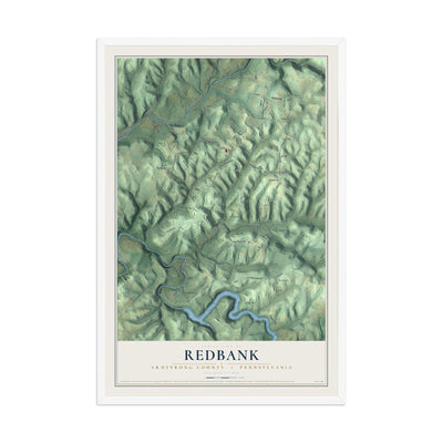 Map of Redbank, Armstrong County, Pennsylvania, 12 x 18 inch print in a white wood frame