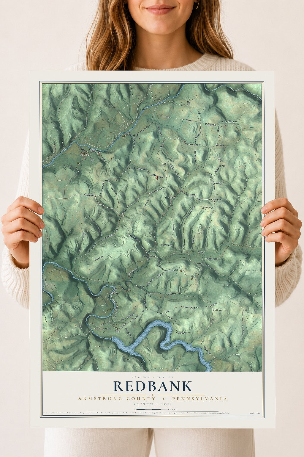 Map of Redbank, Armstrong County, Pennsylvania, 18 x 24 inch unframed archival matte print