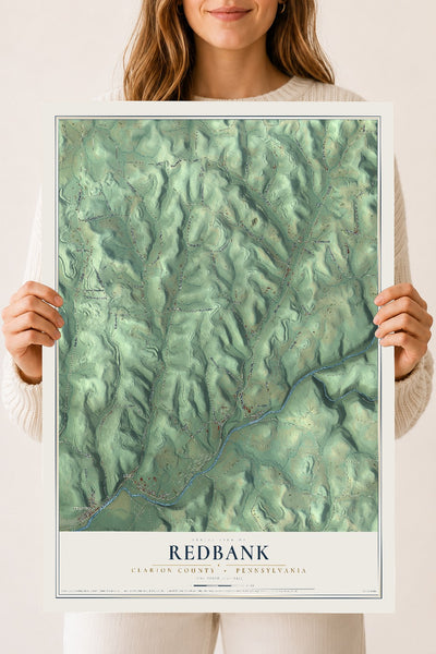 Map of Redbank, Clarion County, Pennsylvania, 18 x 24 inch unframed archival matte print