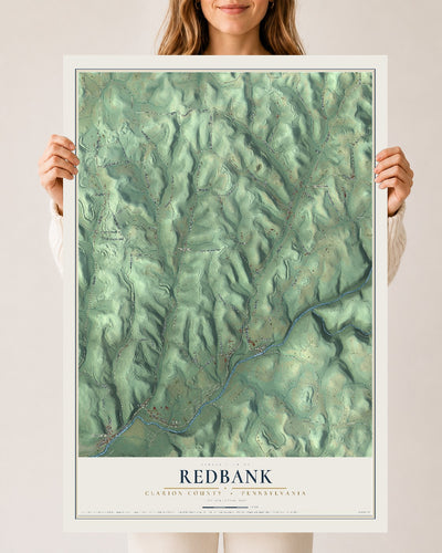 Map of Redbank, Clarion County, Pennsylvania, 24 x 36 inch unframed archival matte print