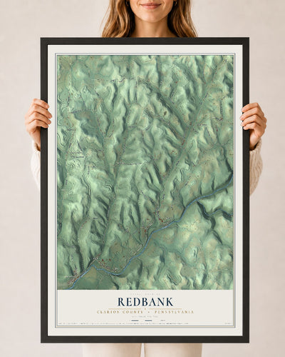 Map of Redbank, Clarion County, Pennsylvania, 24 x 36 inch print in a black wood frame