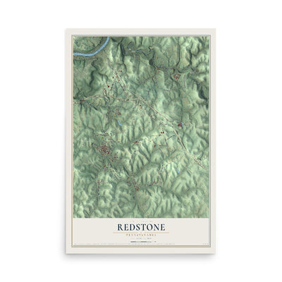 Map of Redstone, Pennsylvania, 12 x 18 inch unframed archival matte print