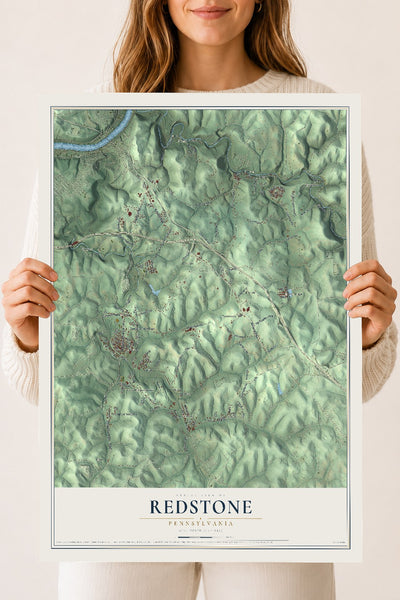 Map of Redstone, Pennsylvania, 18 x 24 inch unframed archival matte print