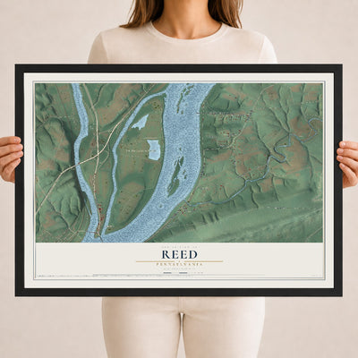 Map of Reed, Pennsylvania, 18 x 24 inch print in a black wood frame