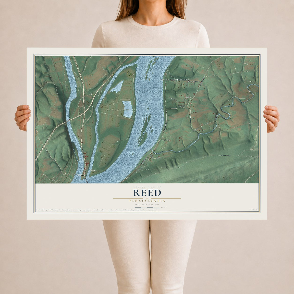 Map of Reed, Pennsylvania, 24 x 36 inch unframed archival matte print
