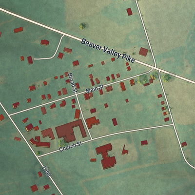 Close-up of the map of Refton, Pennsylvania print showing street and building detail