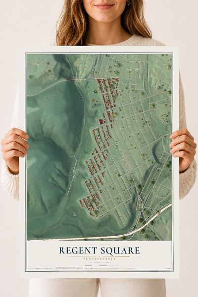 Map of Regent Square, Pennsylvania, 18 x 24 inch unframed archival matte print