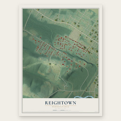 Reightown, Pennsylvania map print, the full design