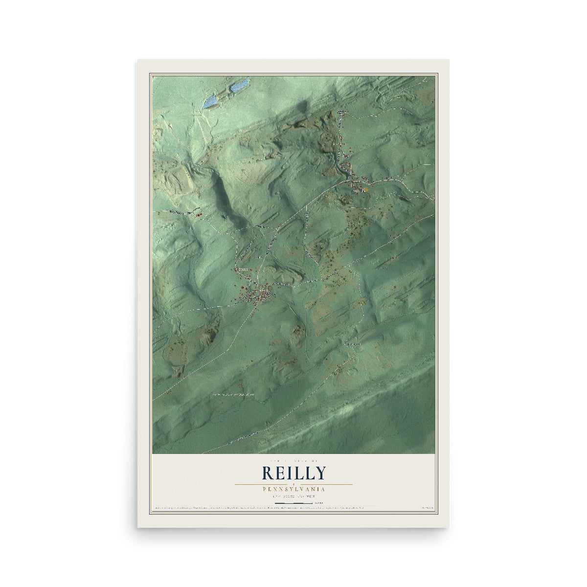 Map of Reilly, Pennsylvania, 12 x 18 inch unframed archival matte print