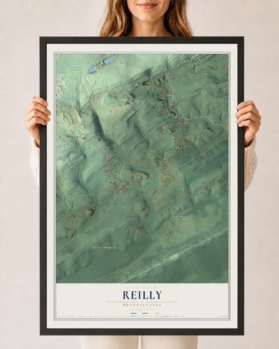 Map of Reilly, Pennsylvania, 24 x 36 inch print in a black wood frame