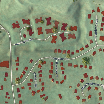 Close-up of the map of Rennerdale, Pennsylvania print showing street and building detail
