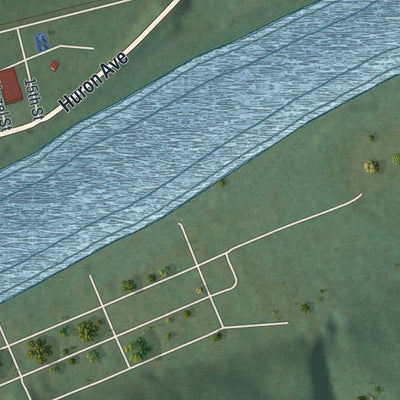 Second close-up of the map of Renovo, Pennsylvania print showing more streets and buildings