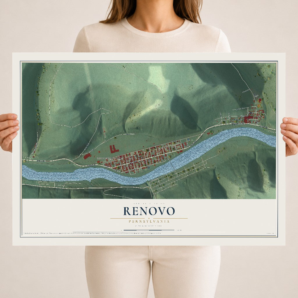 Map of Renovo, Pennsylvania, 18 x 24 inch unframed archival matte print