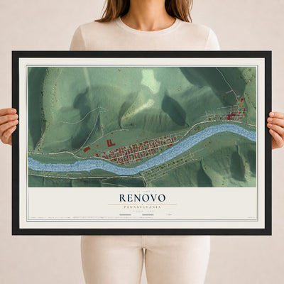 Map of Renovo, Pennsylvania, 18 x 24 inch print in a black wood frame