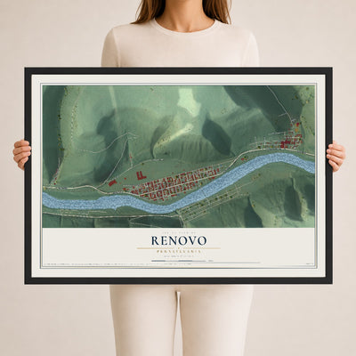 Map of Renovo, Pennsylvania, 24 x 36 inch print in a black wood frame