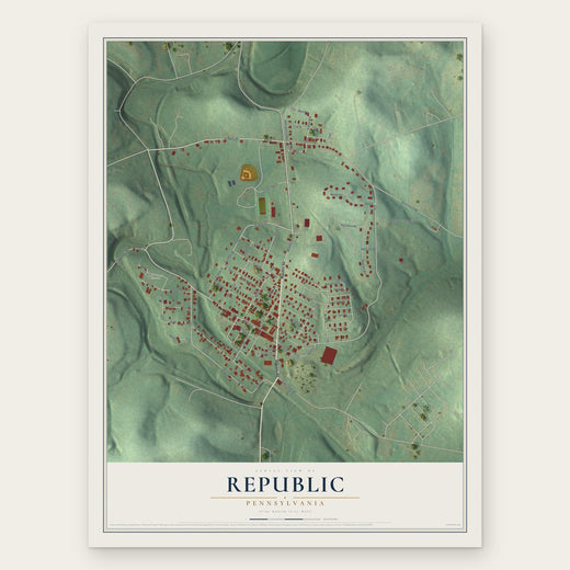 Republic, Pennsylvania map print, the full design