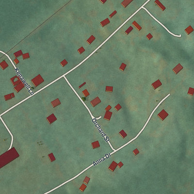 Close-up of the map of Reservoir, Pennsylvania print showing street and building detail