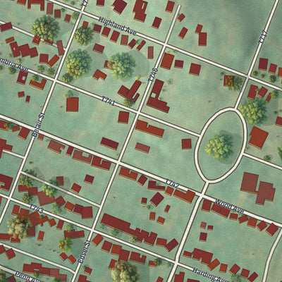 Close-up of the map of Revloc, Pennsylvania print showing street and building detail