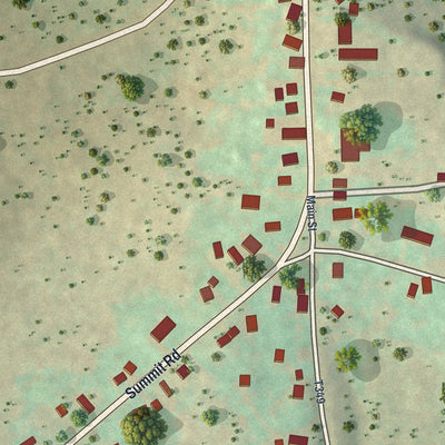 Close-up of the map of Rew, Pennsylvania print showing street and building detail