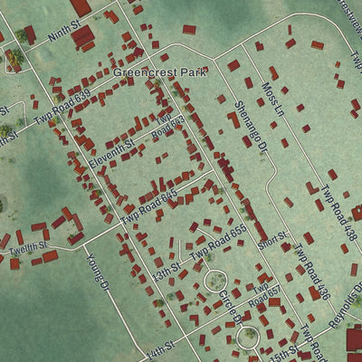 Close-up of the map of Reynolds Heights, Pennsylvania print showing street and building detail