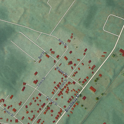Second close-up of the map of Reynoldsville, Pennsylvania print showing more streets and buildings