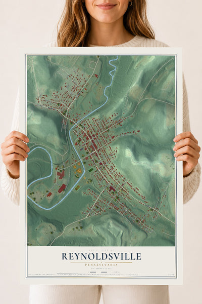 Map of Reynoldsville, Pennsylvania, 18 x 24 inch unframed archival matte print