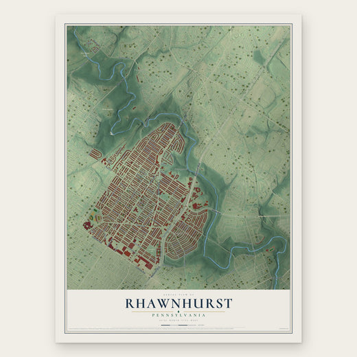 Rhawnhurst, Pennsylvania map print, the full design