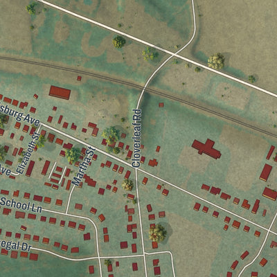 Close-up of the map of Rheems, Pennsylvania print showing street and building detail