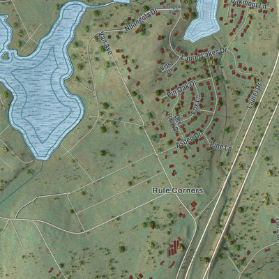 Close-up of the map of Rice, Pennsylvania print showing street and building detail