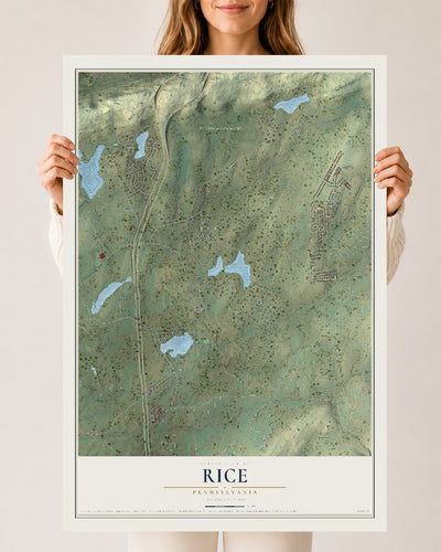 Map of Rice, Pennsylvania, 24 x 36 inch unframed archival matte print