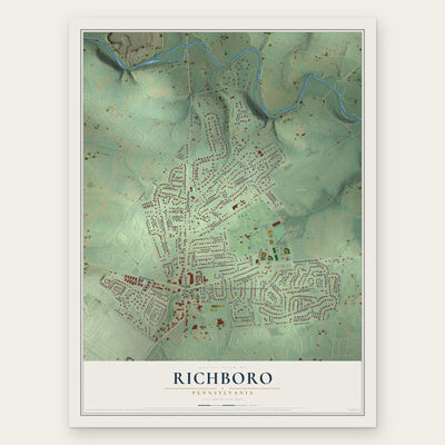 Richboro, Pennsylvania map print, the full design