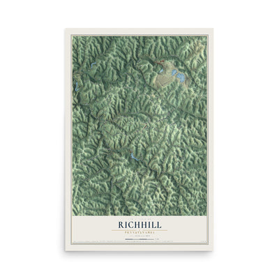 Map of Richhill, Pennsylvania, 12 x 18 inch unframed archival matte print