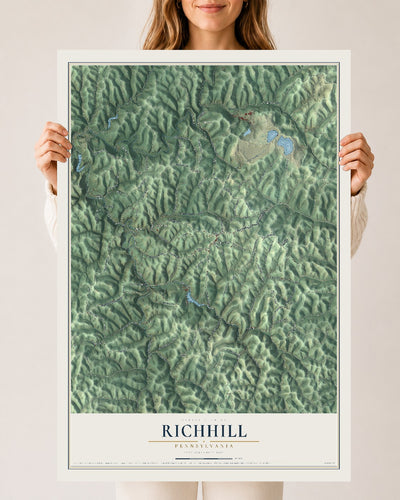 Map of Richhill, Pennsylvania, 24 x 36 inch unframed archival matte print